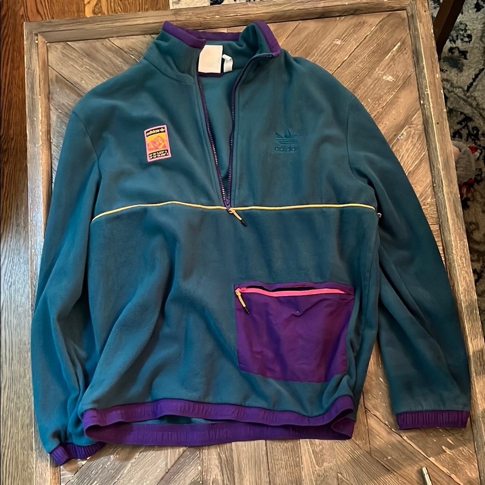 Adidas Teal and Purple Fleece Pullover